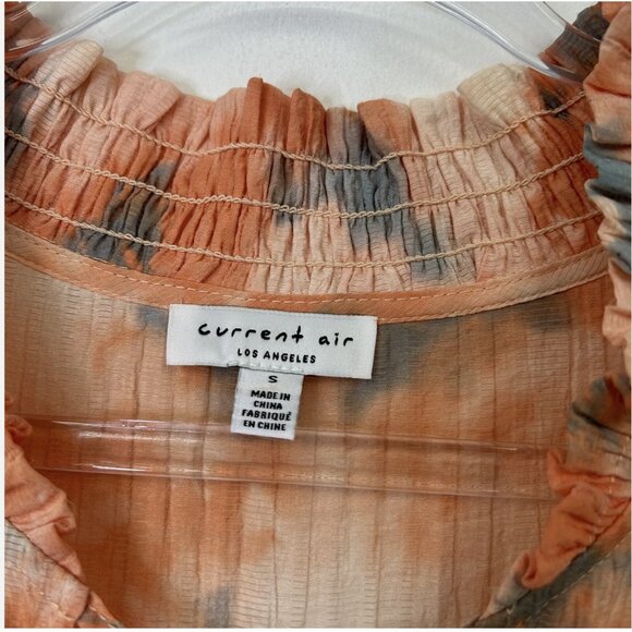 Current Air Tie Dye Tiered Dress Womens Size Small Gauze Peasant Tie Neck - Picture 5 of 9